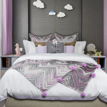  Vibrant purple model room bedding High-end villa hotel ten-piece modern model room bedding Light luxury