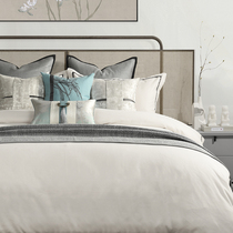 Blue embellishment gray is a new Chinese model room bedding high-grade model room bedding light luxury pillow blanket