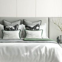 New Chinese Black Grey Green High-end Exhibition Hall-style Bed Goods Light Extravagant and Soft Decent Board Room Bed with Accessories Tapestry