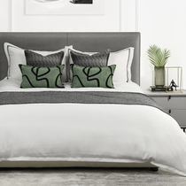 Green gray element model room bedding high-grade villa modern model room bedding light luxury pillow blanket