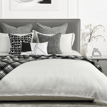 Original Black And White Grey High-end Exhibition Hall room Bed Goods Light Extravagant and Soft Decent Board Room Bed Bedding with Pillow Hitch