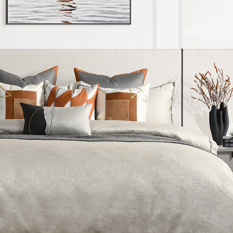 Original Money Orange Curry Style Board Room Bedding Upscale Villa Modern Decent Board Room Bed Pint Light Extravagant Pillow Hitch