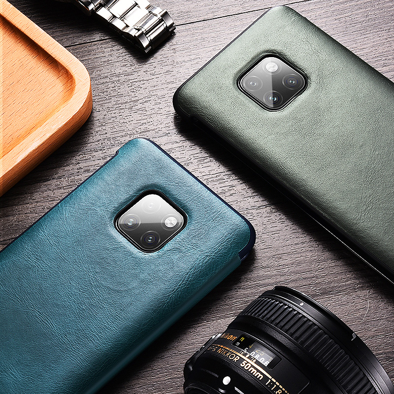 Suitable for Huawei mate20pro mobile phone protection shell mate20 limited edition genuine leather protection leather sleeve p30pro upscale cow leather mate 20 intelligent clamshell Porsche p2