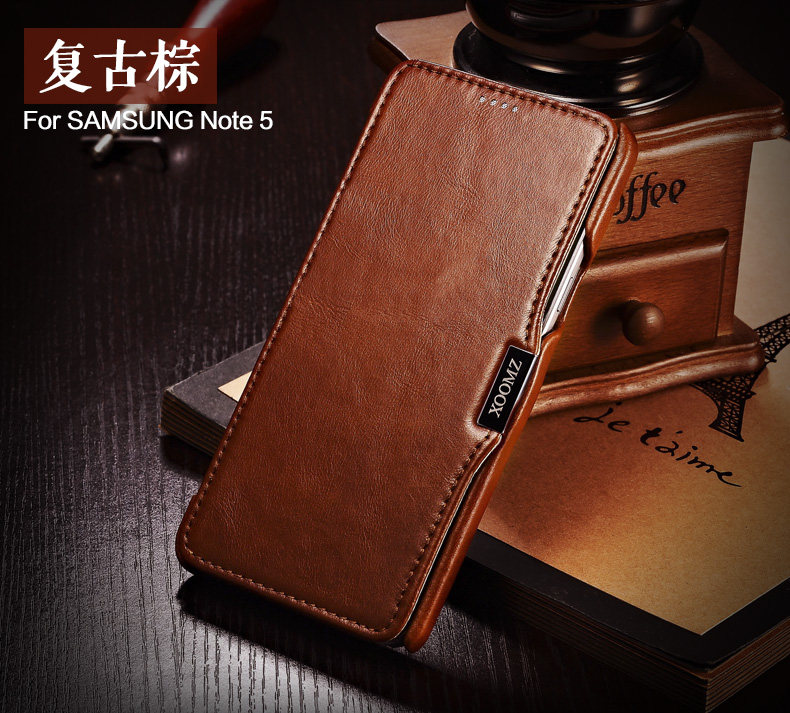 iCarer Vintage Series Side Open Handmade Genuine Cowhide Leather Case Cover for Samsung Galaxy Note 5
