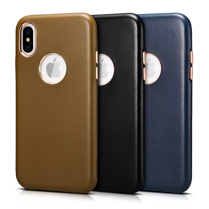 XOOMZ Business Style Handmade Genuine Lambskin Leather Back Cover Case for Apple iPhone X