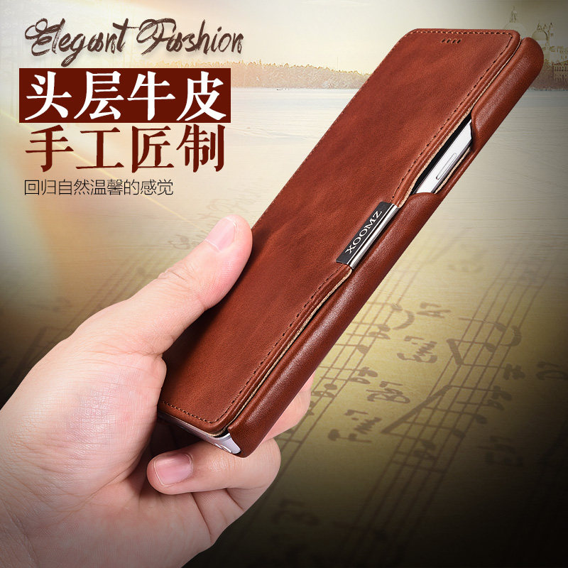iCarer Vintage Series Side Open Handmade Genuine Cowhide Leather Case Cover for Samsung Galaxy Note 5