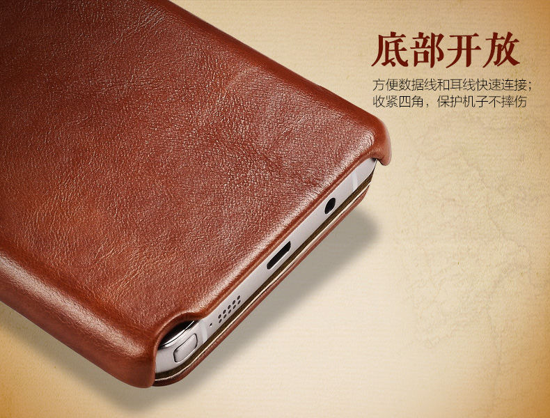 iCarer Vintage Series Side Open Handmade Genuine Cowhide Leather Case Cover for Samsung Galaxy Note 5