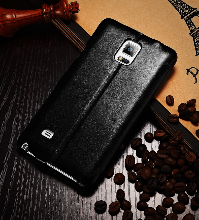 iCarer Vintage Series Side Open Handmade Genuine Cowhide Leather Case Cover for Samsung Galaxy Note 4