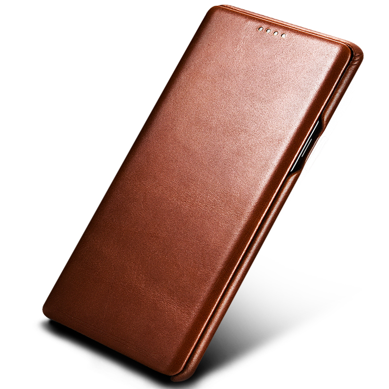 iCarer Curved Edge Vintage Series Side Open Handmade Genuine Cowhide Leather Case Cover for Samsung Galaxy Note 9