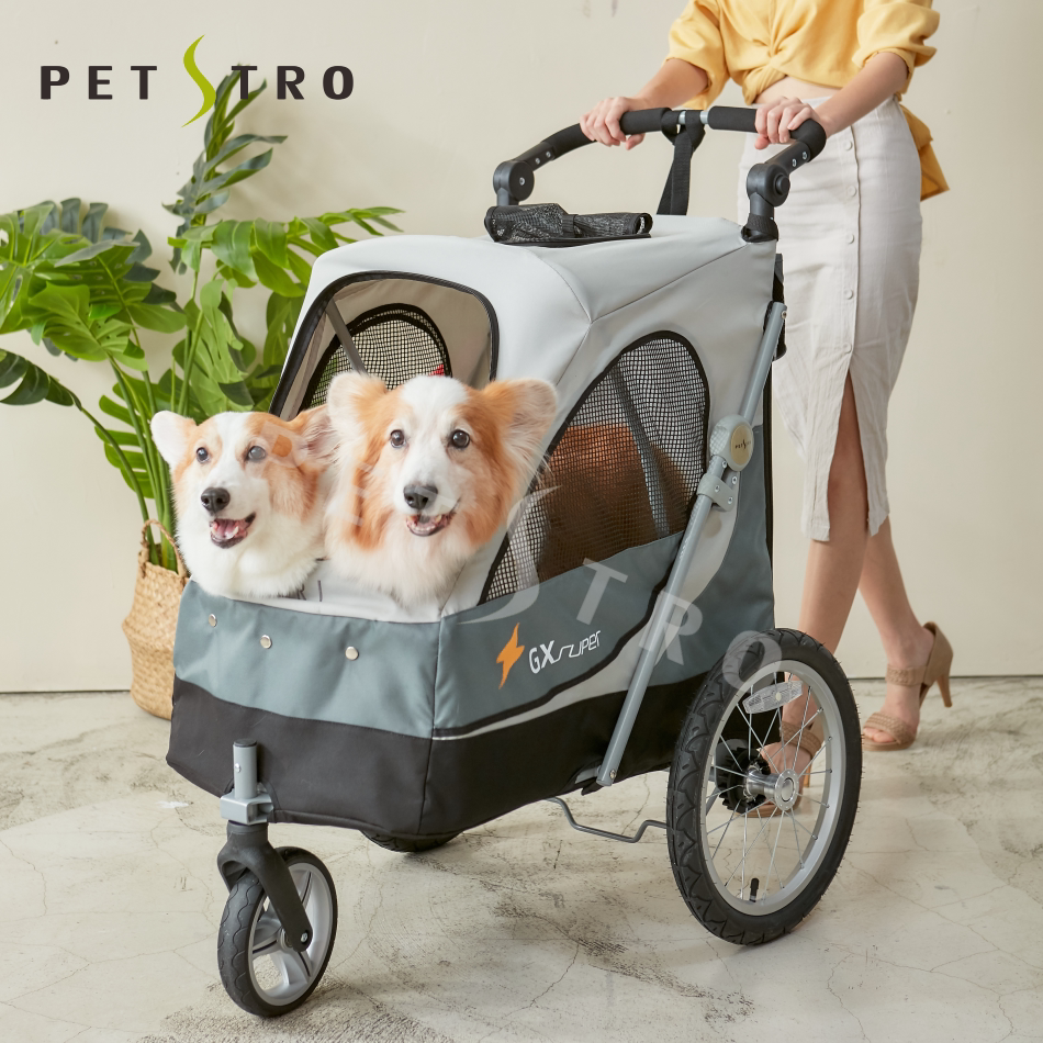 Taiwan Pedeo Pet Stroller 702GX-Can Pick Up Bike Outdoor Samo Medium Dog Cat Stroller Smoked Ash