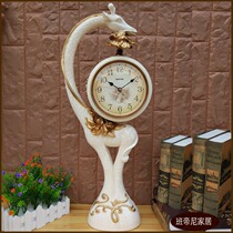 Living room European-style double-sided desk clock modern minimalist two-sided desk clock home personality mute elephant desktop art sitting clock