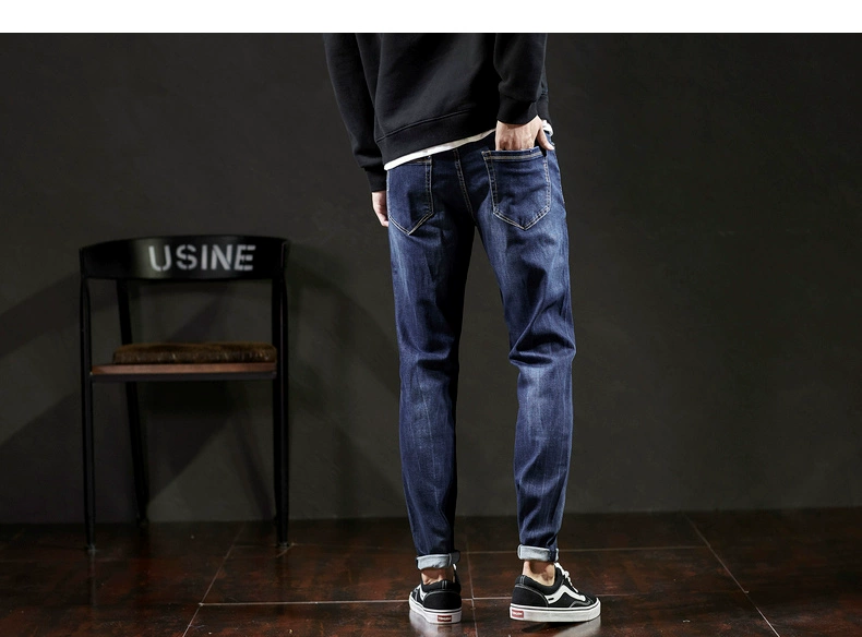 Tang Lion 2018 jeans mới cho nam giới thời trang Hàn Quốc co giãn Quần jeans thẳng