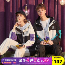 Tang Shi 2021 spring and autumn new couple coat hooded coloring couple wear loose casual jacket trend spring wear