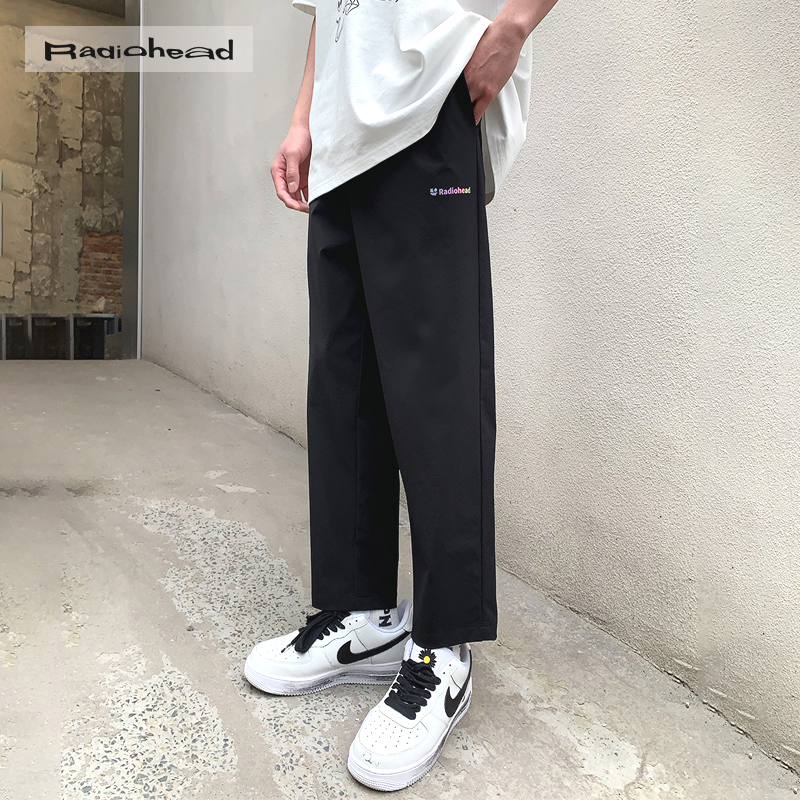 Radiohead Black 90% Pants Male Fashion Tide 2021 Fall New Laser Pattern Pituality Display Slim Pants