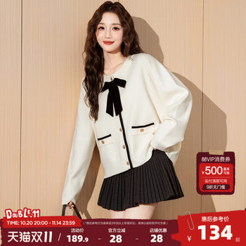 Tangshi 2025 autumn and winter new style small fragrant sweater women's round neck bow korean style sweater cardigan