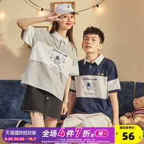 Tang Lion 2021 Summer Couple Polo Shirt Short Sleeve Panels Lapels Paul Shirt Couple Print Fashion Summer Dress Lightweight