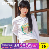Varsden Walsdan 2022 Spring & Autumn New Long Sleeve T-Shirt Womens Ins Niche Design Sense Cotton T-shirt White