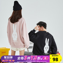 Tang lion 2022 winter new couple sweater round neck printing plus velvet warm ins trend couple outfit printing sweater