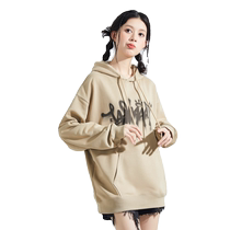 Tangshi 2024 spring and autumn new womens sweatshirt thin hooded trendy brand letter printed top oversize jacket