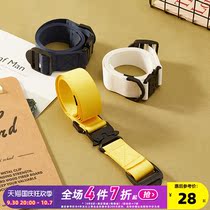 Tang Lion belt mens hipsters ins versatile Korean version personality simple casual jeans young people canvas belt men and women