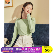 Tang Shi spring wear new womens long-sleeved T-shirt with a round neck inside a versatile solid color casual simple top slim slim