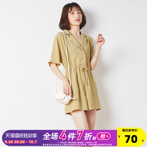Tang Shi 2021 summer clothes new womens casual pants jumpsuit womens summer drawstring looks thin and thin shorts womens summer loose