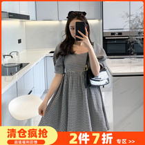 Tang Shi 2021 early spring wear new womens plaid dress puff sleeves small square collar loose waist show slim trend ZW