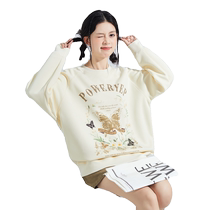 Tangshi 2024 Spring and Autumn New Womens Sweater Round Neck Printed Loose Lazy Top Thin Style Popular in Early Spring