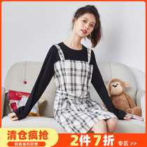 Tang Shis new womens early spring dress womens summer holiday two Korean version gentle temperament plaid skirt first love skirt