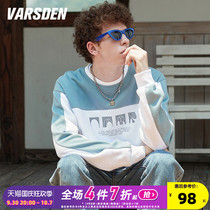 Varsden Walsdan 2022 new sweatshirt mens fall winter round neck design sense literary ins loose long sleeves