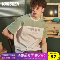 Varsden Walsdan 2022 New Short-Sleeved T-Shirt Mens Summer Half-Sleeve Cotton Paneling Leggings Trend
