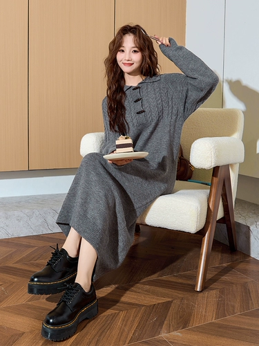 Длинное трикотажное платье, зимнее шерстяное платье, длинная юбка