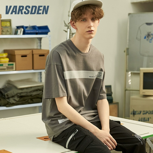 Varsden/华尔思丹 Летняя футболка с коротким рукавом с круглым воротником для школьников и студентов, оверсайз, в корейском стиле