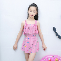 Childrens one-piece swimsuit Girls flat skirt fashion stripes Cute little princess Middle big child comfortable spa swimsuit