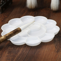 Plum blossom palette student art watercolor water powder pen box three-line palette exam