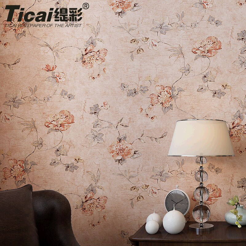 Ti color American country wallpaper Retro vines idyllic flowers Bedroom living room TV background non-woven wallpaper
