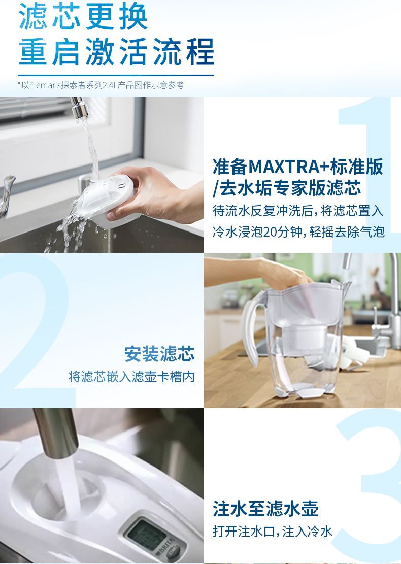 BRITA碧然德 探索者净水壶+专家版滤芯 1壶6芯 智能三重测量 图15