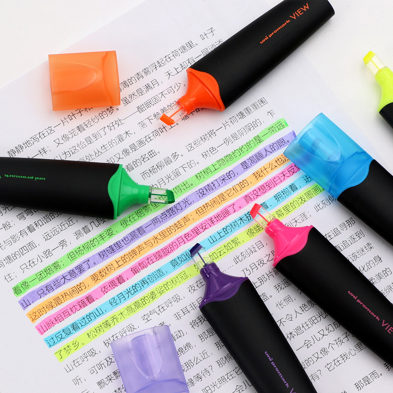 Japan uni Mitsubishi perspective highlighter USP-200 oblique focus pen Window marker hand accounting pen Color highlighter Fluorescent marker pen Set for students to draw focus marker pen set
