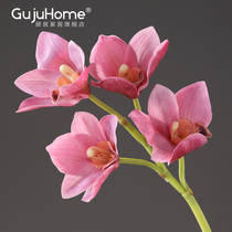 Cymbidium simulation flower living room table flower arrangement fake flower home decorations top-notch decoration wedding flower art single branch bunches