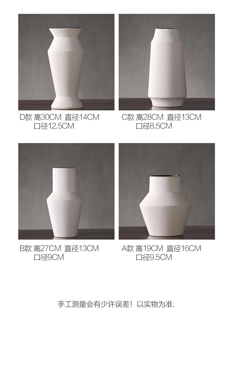 Modern Italian minimalist white ceramic vase furnishing articles sitting room light key-2 luxury Nordic table dry flower flower arranging flowers