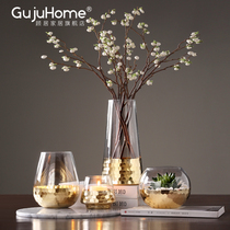 Modern simple light luxury glass vase ornaments Nordic home living room table flower arrangement hydroponic flower set