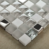 KASARO Мраморная стеклянная самоклеющаяся мозаика из нержавеющей стали на стену