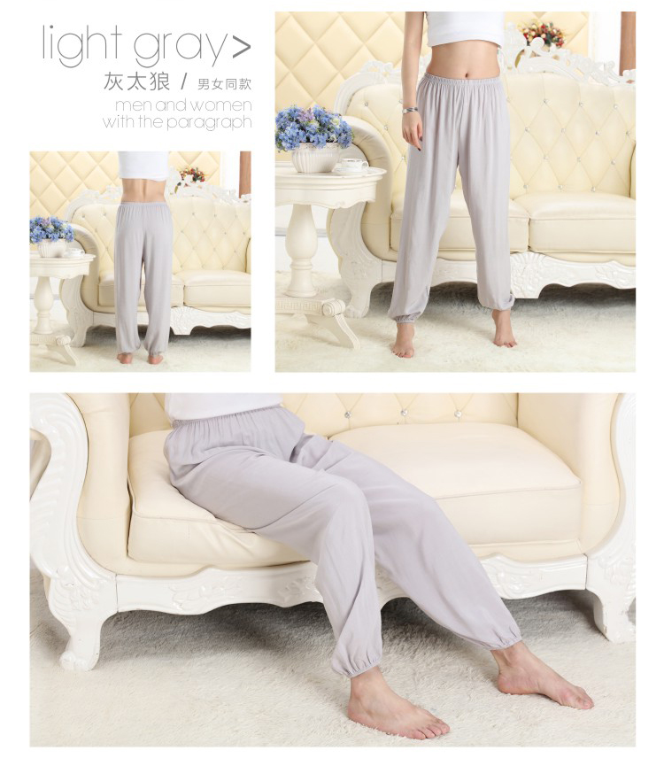 Quần cotton mùa hè Quần cotton cotton lụa điều hòa không khí ngủ quần cotton nhân tạo Cô gái mẹ yoga người lớn quần muỗi quần dài nam