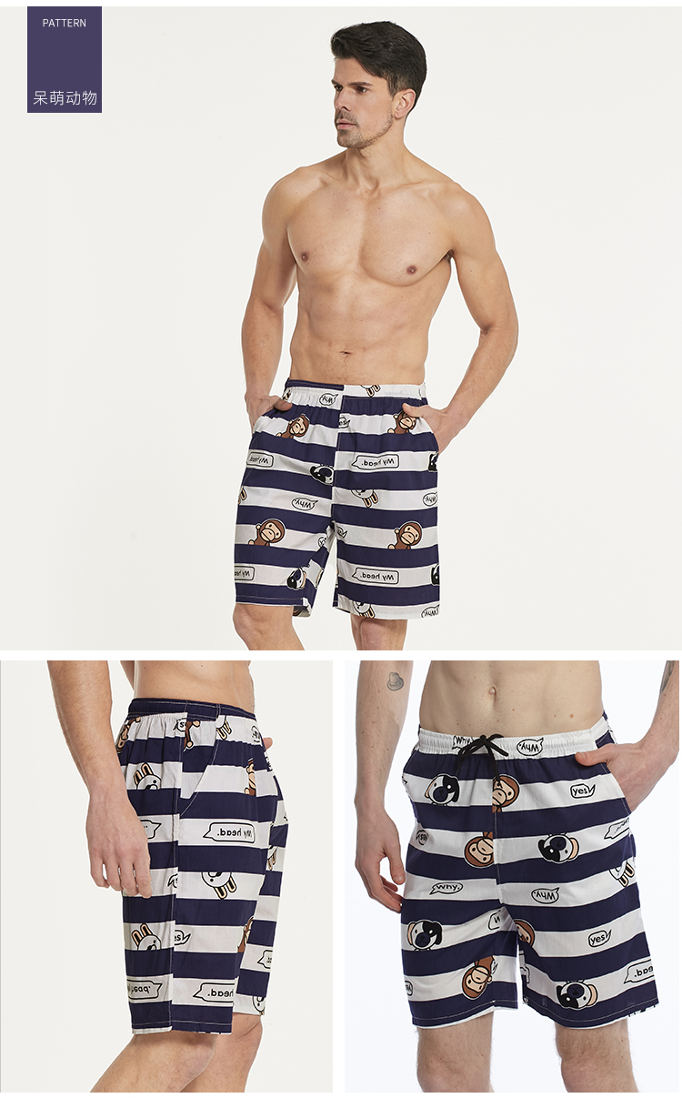 Mùa hè Nam Quần Short Cotton Pyjama Shorts Loose Kích Thước Lớn Cotton Big Quần Nhà Quần Nhà Quần Ngắn quần nam