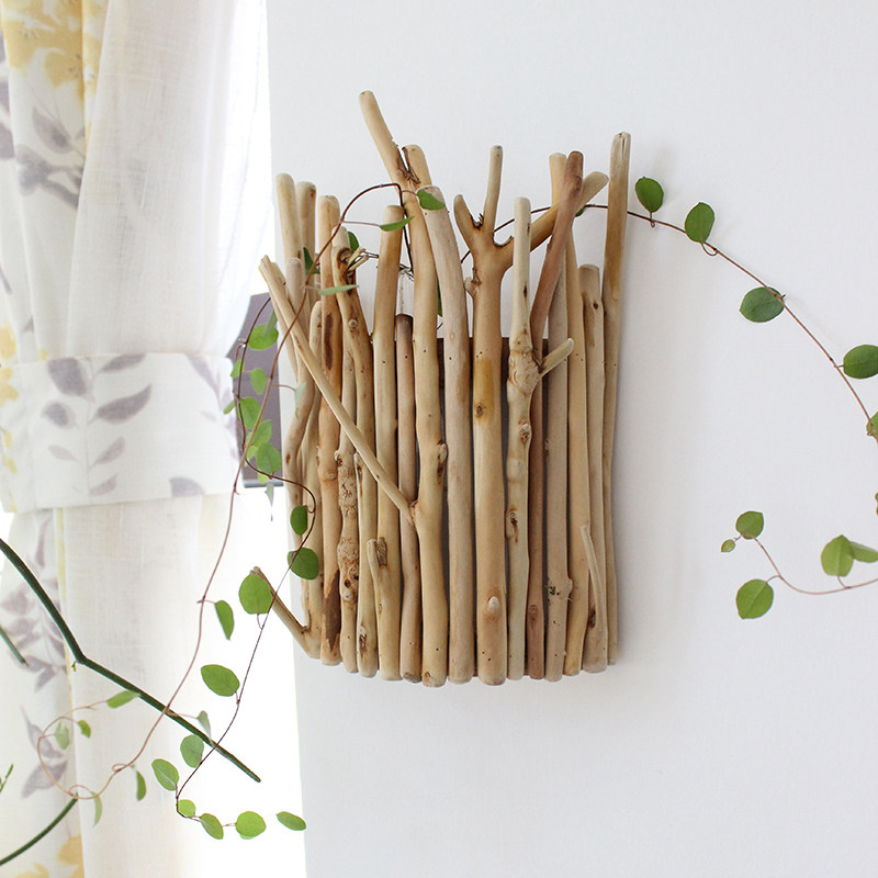 Glass vase hydroponic plant driftwood wall hanging flower device indoor potted creative natural wall