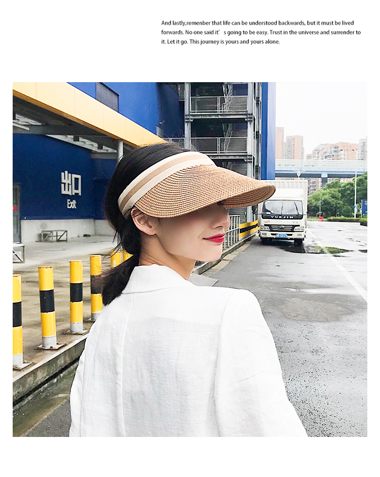 Female Summer Peaked Face Cover Sun-proof Topless Vacation Straw Sun Hat display picture 9