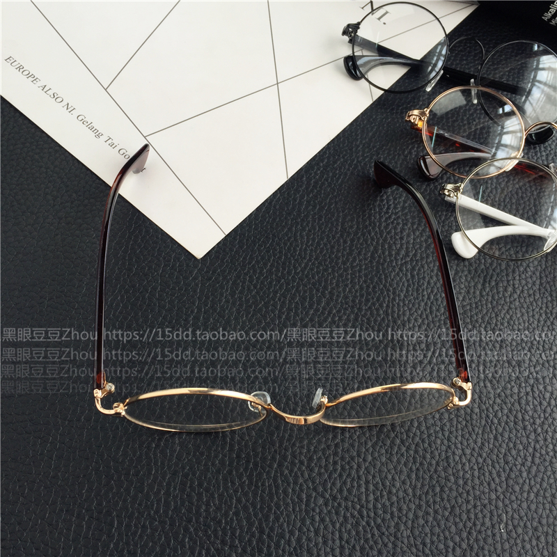 Hàn Quốc Gương phẳng đầy đủ khung kính hoang dã nghệ thuật retro khung tròn mỏng khung kim loại kính khung nam và nữ thủy triều kính mắt bích ngọc