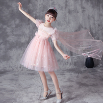  Girls princess dress summer dress 2021 new childrens western style dress ice and snow girl cloak birthday dress