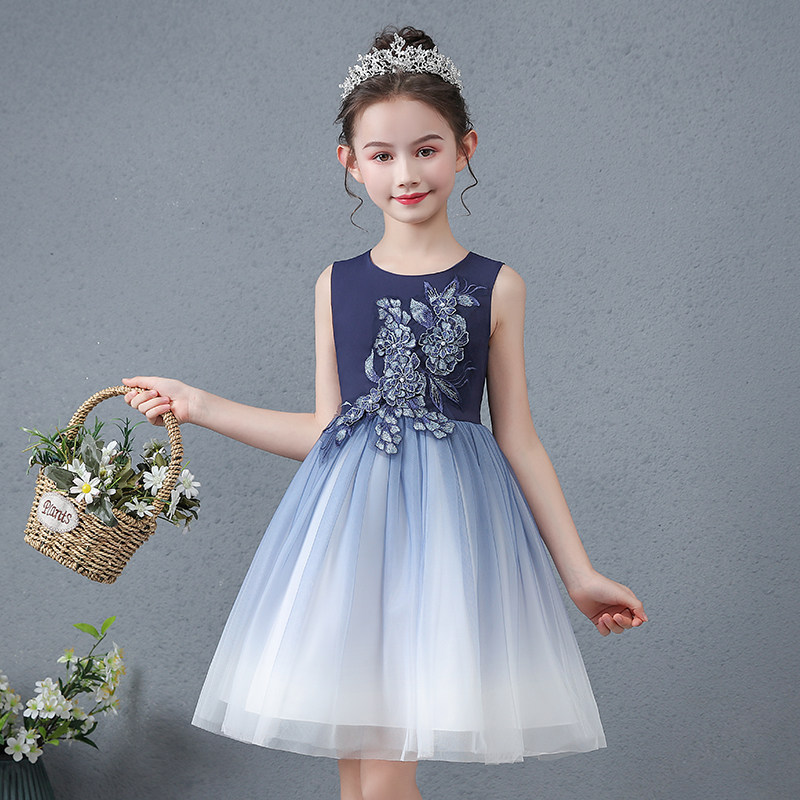 Girls summer dress new style Starry Sky gradient dress Princess little girl dress puffy gauze skirt children skirt