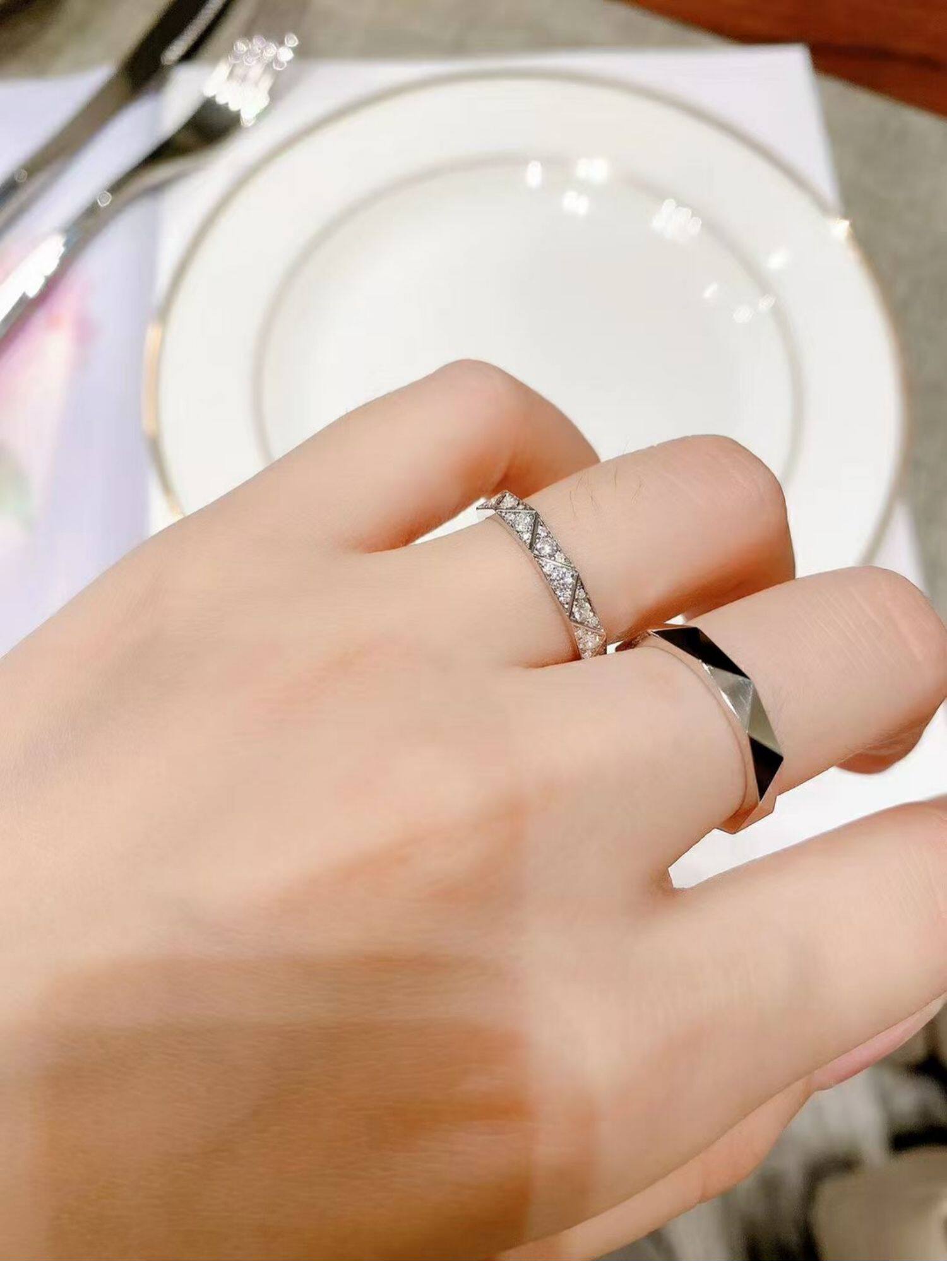 Кольцо 情侣戒指一对闭口结婚纯银18k玫瑰金订婚定制男女轻奢高级感对戒 Other home